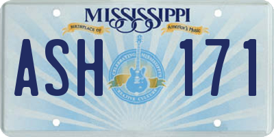 MS license plate ASH171