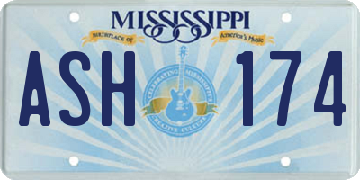 MS license plate ASH174