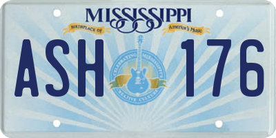 MS license plate ASH176