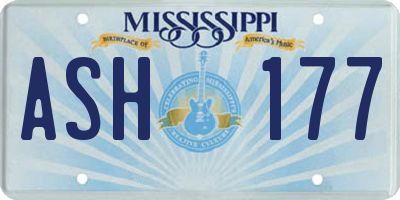 MS license plate ASH177