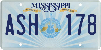 MS license plate ASH178