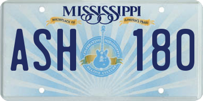MS license plate ASH180