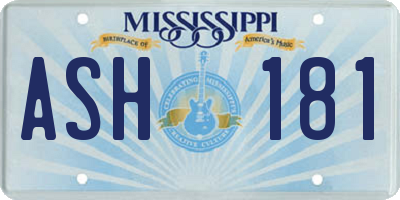 MS license plate ASH181