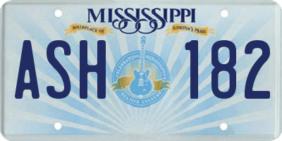 MS license plate ASH182