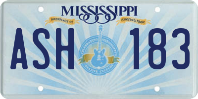MS license plate ASH183
