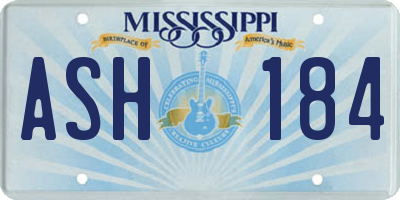 MS license plate ASH184