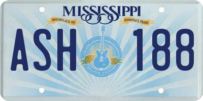 MS license plate ASH188