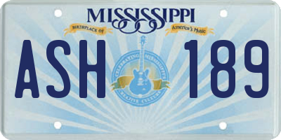 MS license plate ASH189