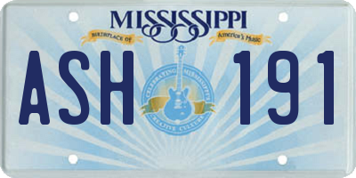 MS license plate ASH191