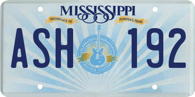 MS license plate ASH192