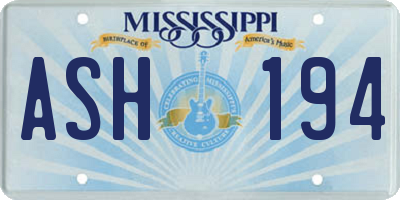 MS license plate ASH194