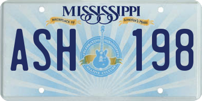 MS license plate ASH198