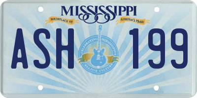 MS license plate ASH199