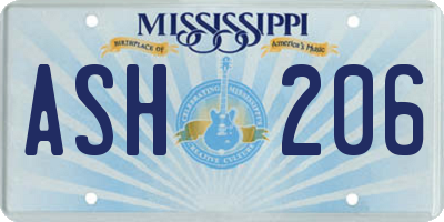 MS license plate ASH206