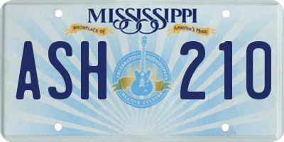 MS license plate ASH210