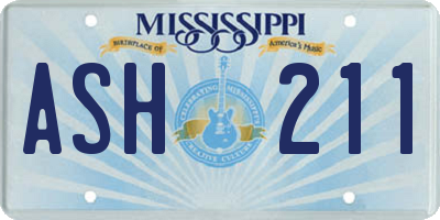 MS license plate ASH211