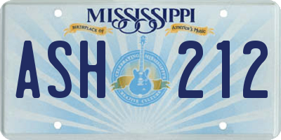 MS license plate ASH212