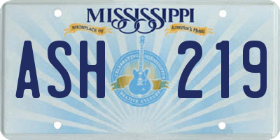 MS license plate ASH219