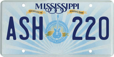 MS license plate ASH220