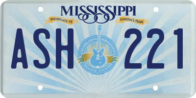 MS license plate ASH221