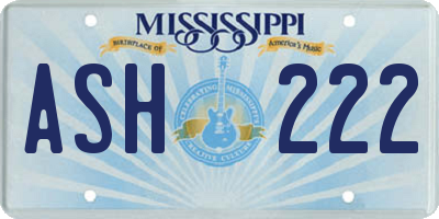 MS license plate ASH222