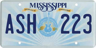 MS license plate ASH223