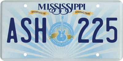 MS license plate ASH225