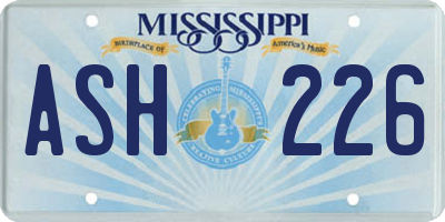 MS license plate ASH226