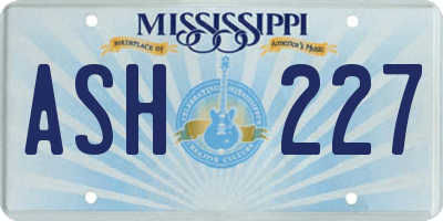 MS license plate ASH227