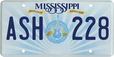 MS license plate ASH228