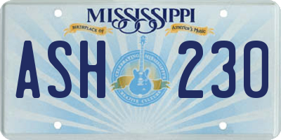 MS license plate ASH230