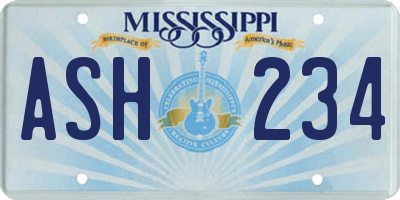 MS license plate ASH234