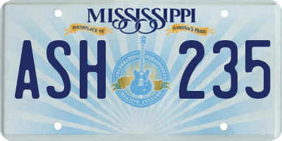 MS license plate ASH235