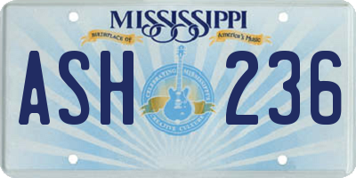 MS license plate ASH236