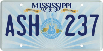 MS license plate ASH237