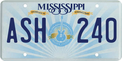 MS license plate ASH240