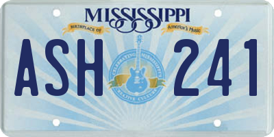 MS license plate ASH241