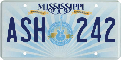 MS license plate ASH242