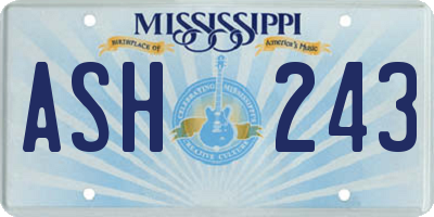 MS license plate ASH243
