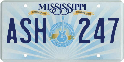 MS license plate ASH247