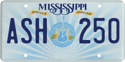 MS license plate ASH250