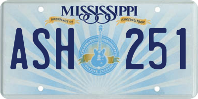 MS license plate ASH251
