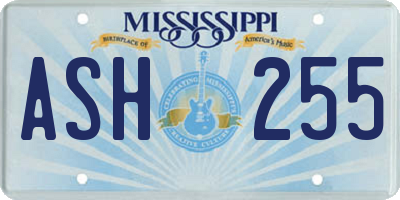 MS license plate ASH255