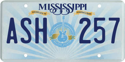 MS license plate ASH257
