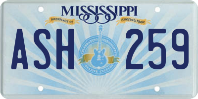 MS license plate ASH259