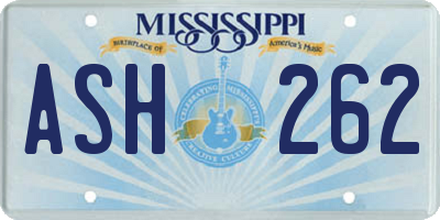 MS license plate ASH262