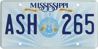 MS license plate ASH265