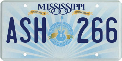 MS license plate ASH266