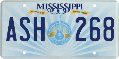 MS license plate ASH268