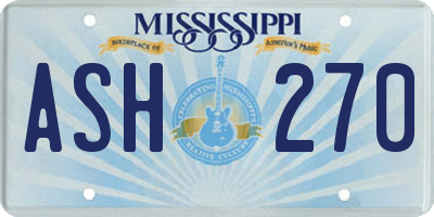 MS license plate ASH270